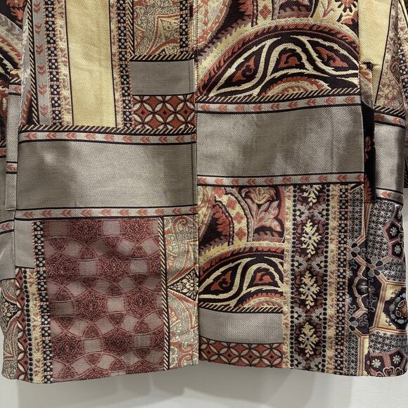 Chico’s Tapestry Dreams Brocade Patchwork Evening Coat Metallic Glam Art-to-Wear - Picture 5 of 15